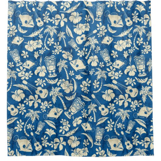 Makapuu Beach Hawaiian Batik Aloha Shirt Douchegordijn (Voorkant)