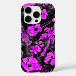 Makapuu Beach Hawaiian Batik Magenta Black iPhone 16 Pro Hoesje