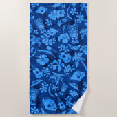 Makapuu Beach Hawaiian Batik Royal Blue Strandlaken (Voorkant)