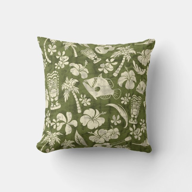 Makapuu Beach Hawaiian Batik Square Kussens (Voorkant)