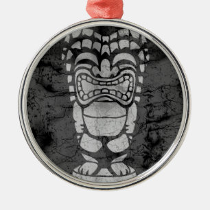Makapuu Beach Hawaiian die Tiki Batik lacht Metalen Ornament