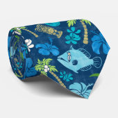 Makapuu Beach Hawaiian Tropical Tiki Batik Blues Stropdas (Opgerold)