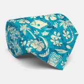 Makapuu Beach Hawaiian Tropical Tiki Batik Stropdas (Opgerold)