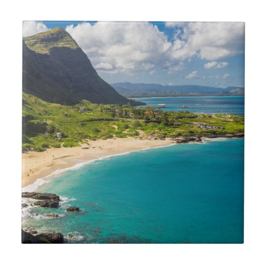 Makapuu Beach Kustlijn Tegeltje (Voorkant)