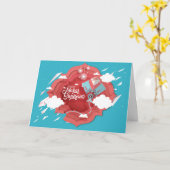 Makar Sankranti blauw en rode kite Kaart (Gele Bloem)