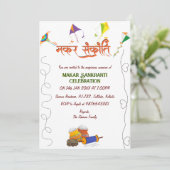 Makar Sankranti Uitnodiging viering (Staand voorkant)