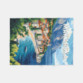 Makarska Croatia Illustration Travel Art Vintage Fleece Deken (Voorkant (Horizontaal))