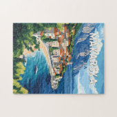Makarska Croatia Illustration Travel Art Vintage Legpuzzel (Horizontaal)