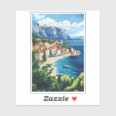 Makarska Croatia Illustration Travel Art Vintage Sticker (Vel)