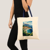 Makarska Croatia Illustration Travel Art Vintage Tote Bag (Voorkant (product))