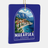 Makarska Croatia Travel Art Embleem Keramisch Ornament (Rechts)