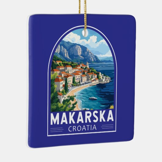 Makarska Croatia Travel Art Embleem Keramisch Ornament (Rechts)