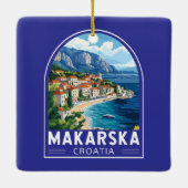 Makarska Croatia Travel Art Embleem Keramisch Ornament (Achterkant)