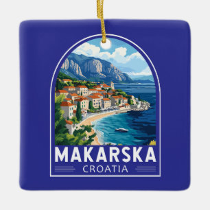 Makarska Croatia Travel Art Embleem Keramisch Ornament
