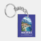 Makarska Croatia Travel Art Embleem Sleutelhanger (Voorkant Links)
