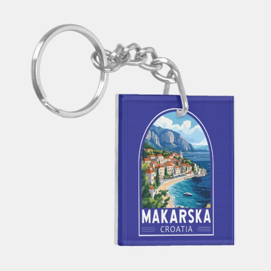 Makarska Croatia Travel Art Embleem Sleutelhanger (Voorkant Links)