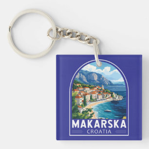 Makarska Croatia Travel Art Embleem Sleutelhanger