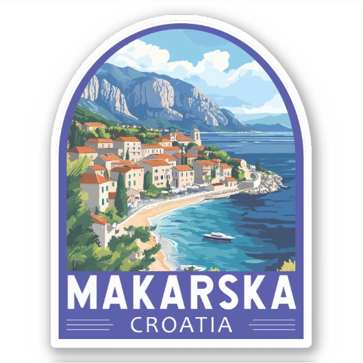 Makarska Croatia Travel Art Embleem Sticker (Voorkant)