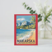 Makarska Croatia Travel Art Vintage Briefkaart (Staand voorkant)
