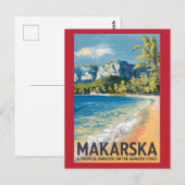 Makarska Croatia Travel Art Vintage Briefkaart (Voorkant / Achterkant)