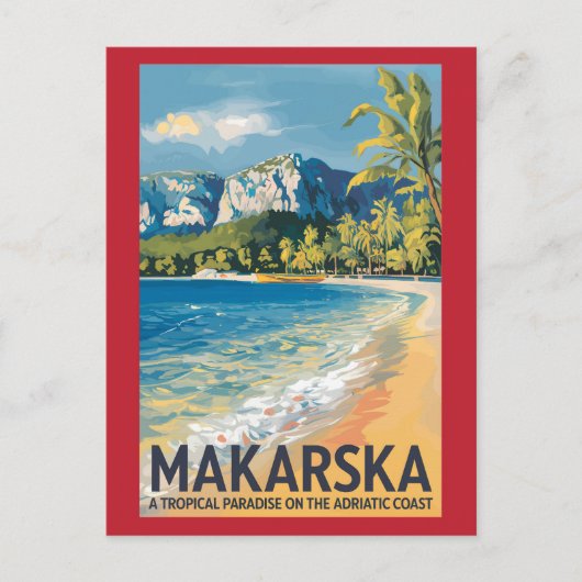 Makarska Croatia Travel Art Vintage Briefkaart (Voorkant)