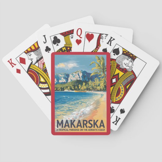 Makarska Croatia Travel Art Vintage Pokerkaarten (Achterkant)