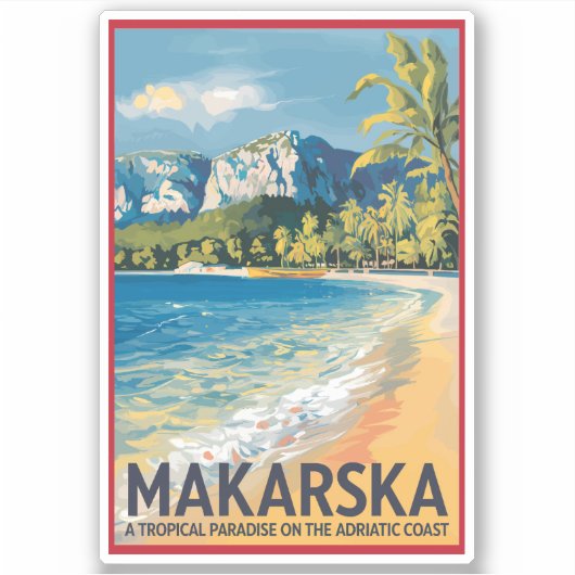 Makarska Croatia Travel Art Vintage Sticker (Voorkant)
