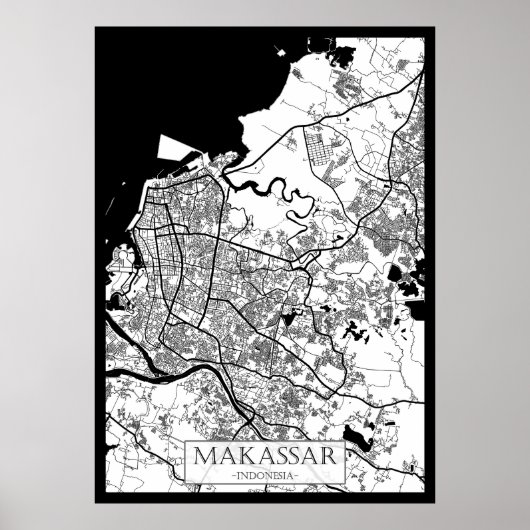 Makassar Indonesië Stad Kaart Poster (Voorkant)