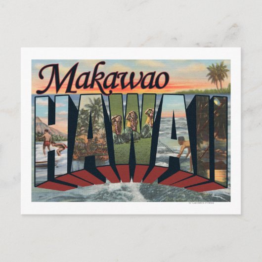 Makawao, Hawaii - Grote letterscènes Briefkaart (Voorkant)