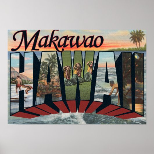 Makawao, Hawaii - Grote letterscènes Poster (Voorkant)