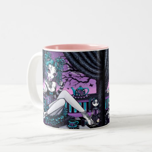 "Makayla" Gothische Couture Tea Party Fairy Mok (Voorkant links)