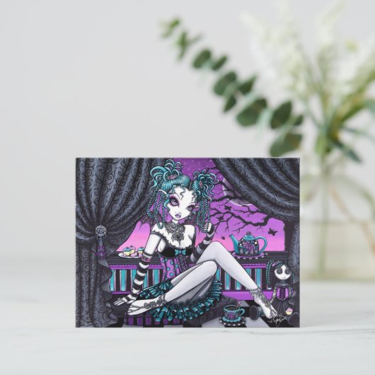 Makayla Schattig Faerie Tea Party Fantasy Briefkaa Briefkaart (Staand voorkant)