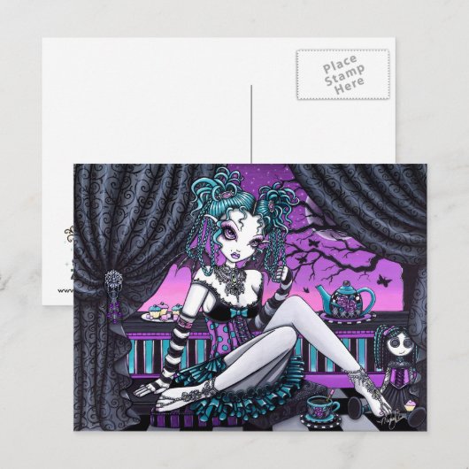 Makayla Schattig Faerie Tea Party Fantasy Briefkaa Briefkaart (Voorkant / Achterkant)