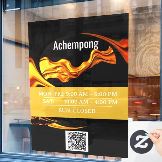 Make a First Impression: Achempong Gold Wave Busin Raamsticker (Cafe Raam)