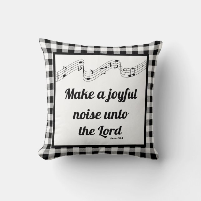 Make a joyful noise buffalo plaid Throw Pillow Kussen (Voorkant)