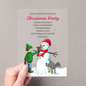 Make a Snowman on a Christmas Party Invitation Acryl Uitnodigingen (Insitu (Draagbaar))