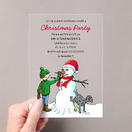 Make a Snowman on a Christmas Party Invitation Acryl Uitnodigingen