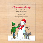 Make a Snowman on a Christmas Party Invitation Acryl Uitnodigingen (Voorkant)