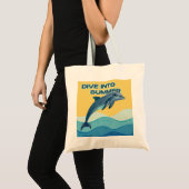 "Make a Splash" Artistieke Dolfijn Aquarel Tote Bag (Voorkant (product))