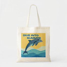 "Make a Splash" Artistieke Dolfijn Aquarel  Tote Bag
