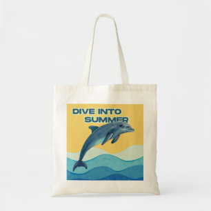 "Make a Splash" Artistieke Dolfijn Aquarel  Tote Bag
