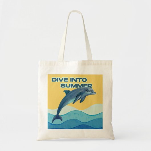 "Make a Splash" Artistieke Dolfijn Aquarel Tote Bag (Voorkant)
