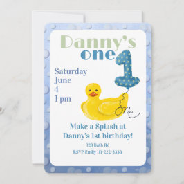 Make a Splash Rubber Duck 1st Birthday Invitation Kaart