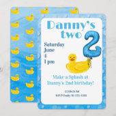 Make a Splash Rubber Duck 2nd Birthday Invitation Kaart (Voorkant / Achterkant)