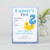 Make a Splash Rubber Duck 2nd Birthday Invitation Kaart (Staand voorkant)