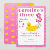 Make a Splash Rubber Duck 3rd Birthday Invitation Kaart (Voorkant / Achterkant)
