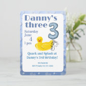 Make a Splash Rubber Duck 3rd Birthday Invitation Kaart (Staand voorkant)
