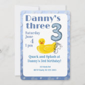 Make a Splash Rubber Duck 3rd Birthday Invitation Kaart (Voorkant)