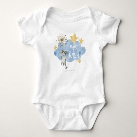 Make A Wish Citatet Kat Ster Wolk Slaapkamer Romper (Voorkant)