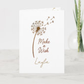 Make a Wish Custom Text Dandelion Kaart (Voorkant)